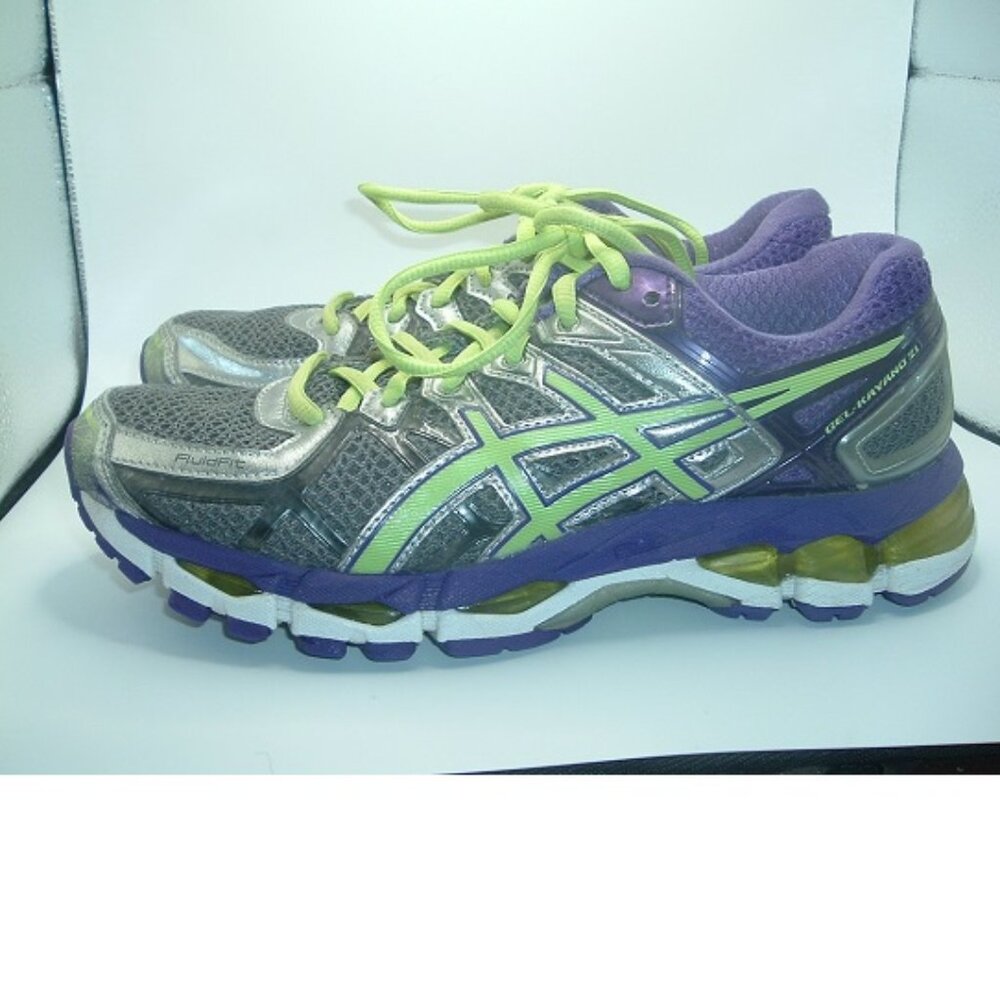 Asics Gel Kayano 21 Shoes Womens Size 7.5 Purple Lime Gray Running Sneakers - Picture 4 of 7